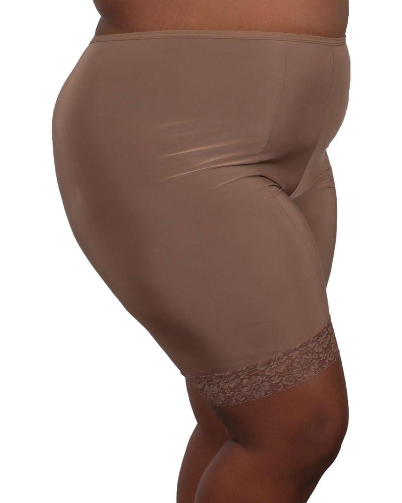 Front of a model wearing a size L Fusion Anti Chafing Shortlette Slipshort in Brown by Undersummers. | dia_product_style_image_id:243457